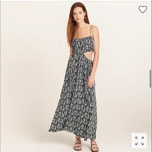 J. Crew Cutout drapey dress in starry swirl XXS navy star cut out NWT